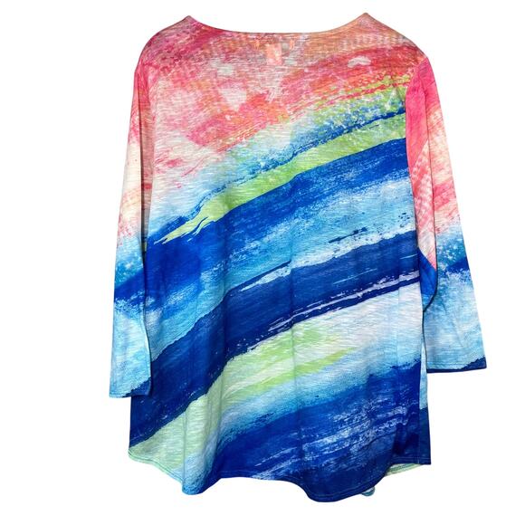 Christopher & Banks petite XL 3/4 sleeve rainbow tshirt - Picture 4 of 4